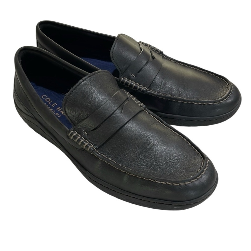 Cole Haan Grand.0S Leather Moc Toe Slip on Penny Loafer SZ 11 Black Worn Once